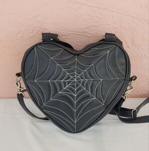 Love Pain & Stitches Handmade Large Spiderweb Heart Bag